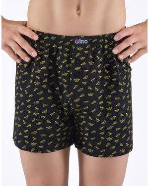 Dětské trenky volné chlapecké, šité, s potiskem - černá petrolejová