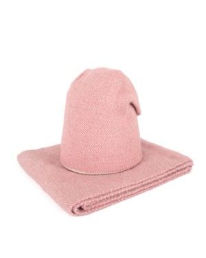 Čepice, šála - růžová