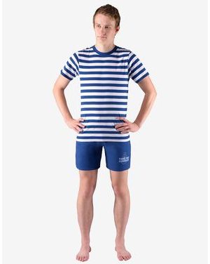 Dětské krátké pyžamo chlapecké s proužkem 69006P - lékořice, bílá