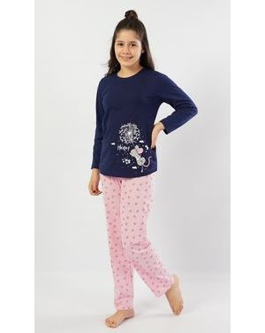 Dětské pyžamo dlouhé Myš s pampeliškou - tmavě modrá