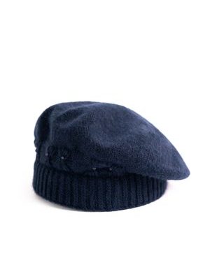 Teplý angorský baret - tmavomodrý