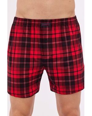 Bavlněné trenýrky Comfort 295 červené s káro vzorem