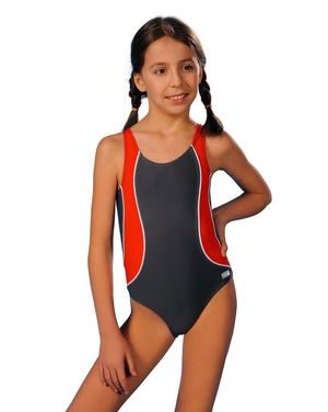 Plavky dívčí Otýlie šedočervené