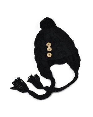 Čepice s copánky černá