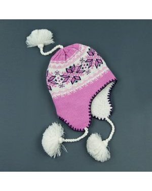 Pletená ušanka růžovobílá