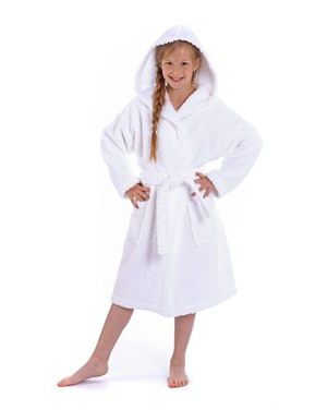 Dětský luxusní župan Athena s kapucí bílá