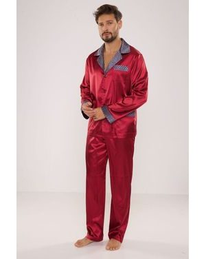 Pánské saténové pyžamo Adam vínové