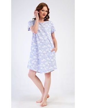 Dámské domácí šaty s krátkým rukávem Nature lover - světle modrá