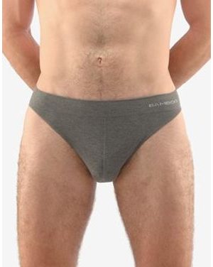 Pánské slipy s úzkým bokem, úzký bok, bezešvé, jednobarevné Eco Bamboo 50004P - šedá bílá