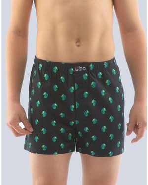 GINA dětské trenky volné chlapecké, šité, s potiskem 25013P - černá máta