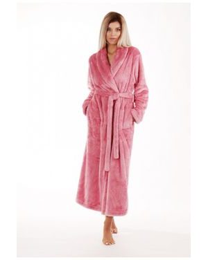 Dámský dlouhý hřejivý župan se šálovým límcem LILLY EXTRA růžová