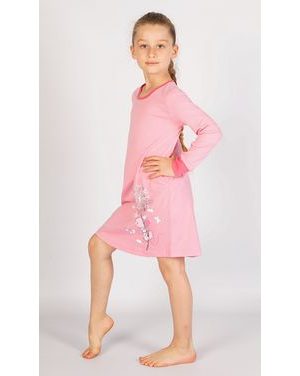 Dětská noční košile s dlouhým rukávem Myš s pampeliškou - světle lososová