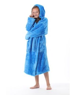 Dětský dlouhý župan s kapucí LILLY a JACK EXTRA středně modrá