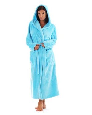 Dámský dlouhý hřejivý župan s kapucí SIENA tyrkysová