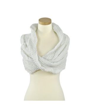 Kruhový pletený šál - bílý