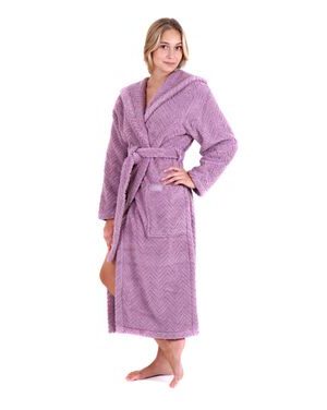 Dámský dlouhý župan s kapucí ATHENA fialová