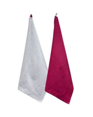 Utěrka, 2 ks, 50x70 cm, červená + béžová