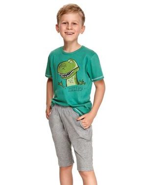 Chlapecké pyžamo Alan tmavě zelené s dinosaurem