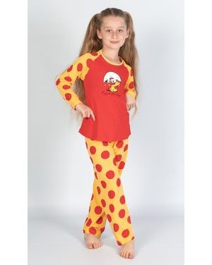 Dětské pyžamo dlouhé Kuře - červená