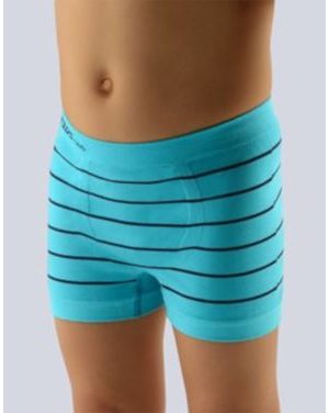 GINA dětské boxerky chlapecké, kratší nohavička, bezešvé Bamboo 25997P - tm. tyrkysová lékořice
