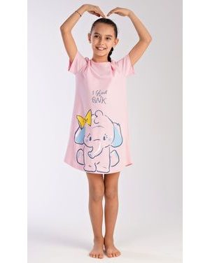 Dětská noční košile s krátkým rukávem Slon - světle lososová