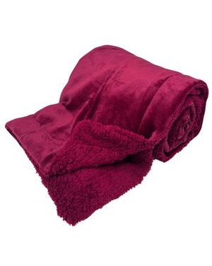 Deka 150 x 200 cm, s beránkem, mikroflanel, Vínová