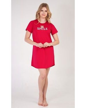Dámská noční košile s krátkým rukávem Méďa Smile - jahodová