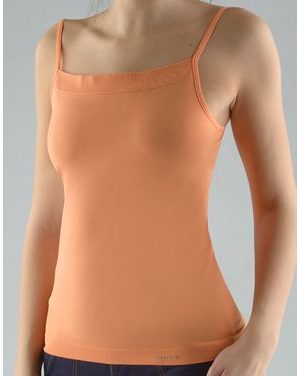 Dámská košilka, úzká ramínka, bezešvé, jednobarevné MicroPolyamid 08006P - sv. cihlová