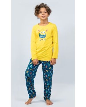 Dětské pyžamo dlouhé Monster - žlutá