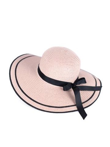 Elegantní dámský klobouk s širokou krempou - světle růžový