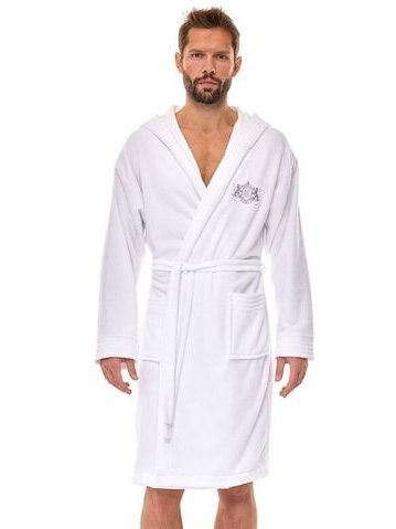 Froté pánský župan Lions bílý s kapucí