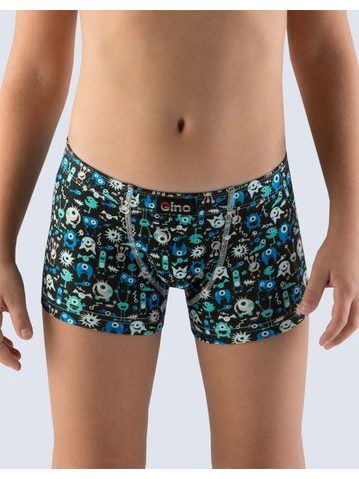 GINA dětské boxerky s delší nohavičkou chlapecké, delší nohavička, šité, s potiskem 23001P - černá atlantic