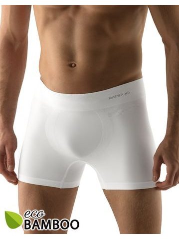 Pánské boxerky s delší nohavičkou, bezešvé, Eco Bamboo 54005P - bílá