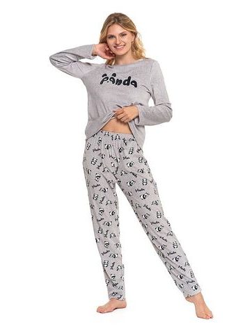 Hřejivé dámské pyžamo Panda šedé