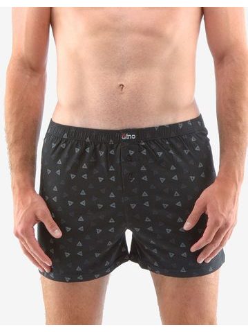 Pánské trenky volné, šité, s potiskem 75185P - tm. šedá šedá