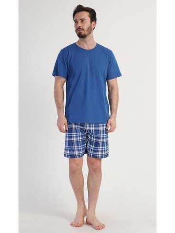 Pánské pyžamo šortky Motocycle - modrá
