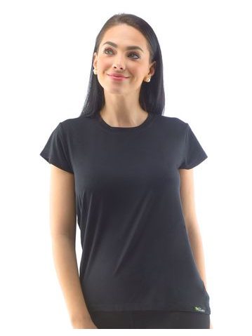 Dámské tričko s krátkým rukávem, krátký rukáv, šité, jednobarevné ECO Bamboo Sport 18045P - černá