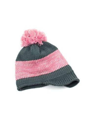 Dámská čepice s bambulí růžová