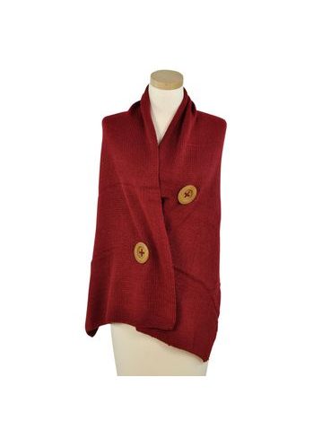 Šála z hrubé příze s velikými knoflíky červená