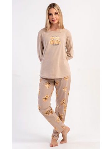 Dámské pyžamo dlouhé Monika - bílá káva