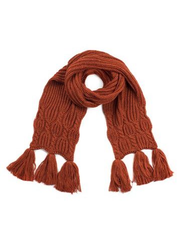 Pletená zimní šála s třásněmi - oranžová
