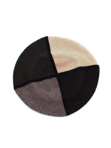 Hnědý čtyřbarevný vlněný baret
