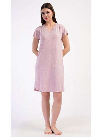 Dámská noční košile s krátkým rukávem Isabela - starorůžová
