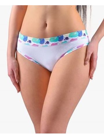 Dámské kalhotky bokové se širokým bokem, širší bok, šité, s potiskem Disco XVII 16170P - bílá atlantic