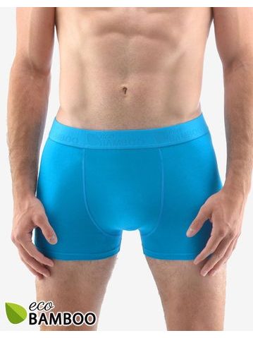 Pánské boxerky s kratší nohavičkou, kratší nohavička, šité, jednobarevné Eco Bamboo 73126P - dunaj