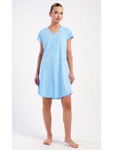 Dámská noční košile s krátkým rukávem Sandra - světle modrá
