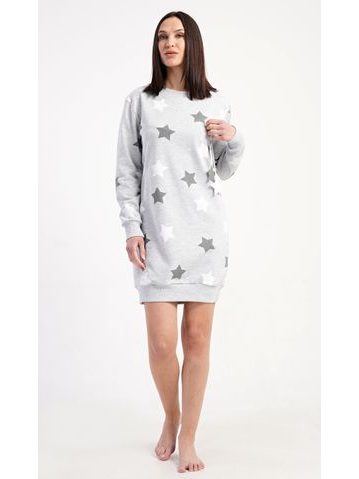Dámské domácí šaty s dlouhým rukávem Hvězdy - šedá