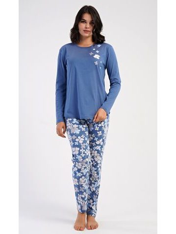 Dámské pyžamo dlouhé Joanne - modrošedá
