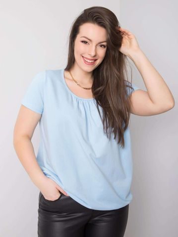 Světle modrá bavlněná halenka plus size