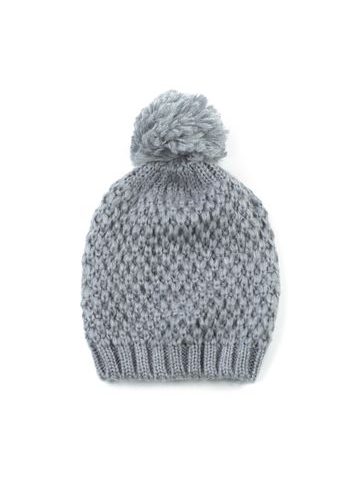 Zimní čepice s bambulí světle šedivá